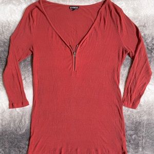 Express 3/4 Sleeve Zipper Detail Top
